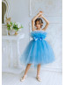 Blue Tulle Tea Length Popular Flower Girl Dress Blue Tulle Tea Length Popular Flower Girl Dress